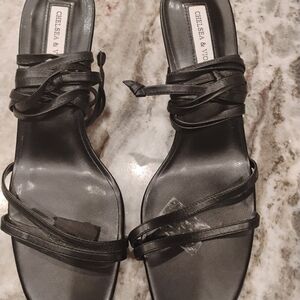 Chelsea & Violet Elegant Black Wrap Sandals